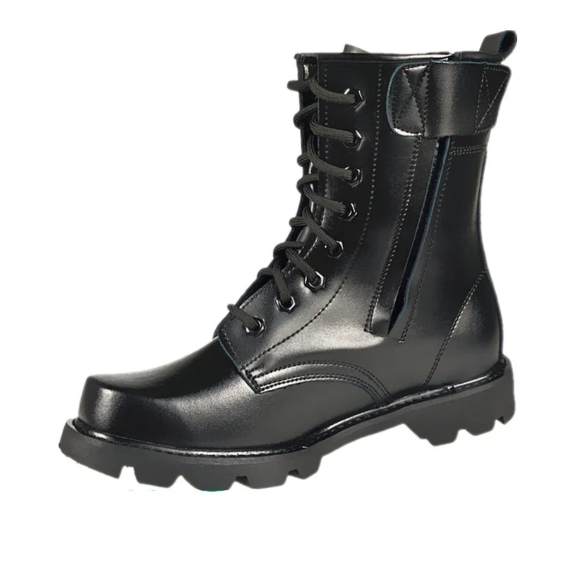 Büyük Boy 36-46 Bahar Erkekler Askeri Botlar Hakiki Deri Çelik Burunlu Ayakkabı Lace Up Siyah Su Geçirmez Iş Boots Erkekler Platformu ...