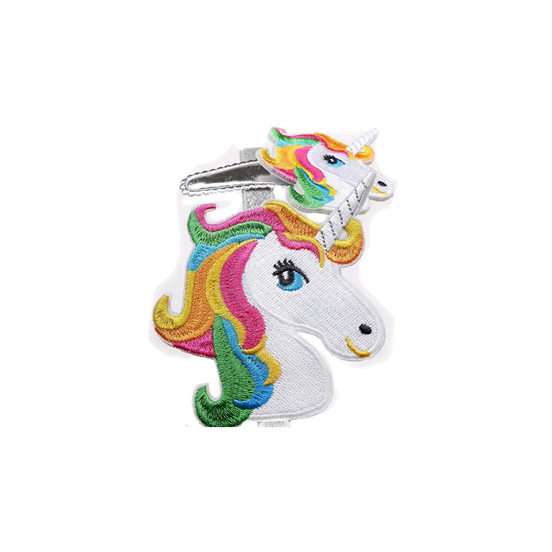 nouveau bébé brodé cheval filles bâtons de cheveux enfants Style d'été pinces à cheveux dessin animé cheval mignon enfants BB Barrettes