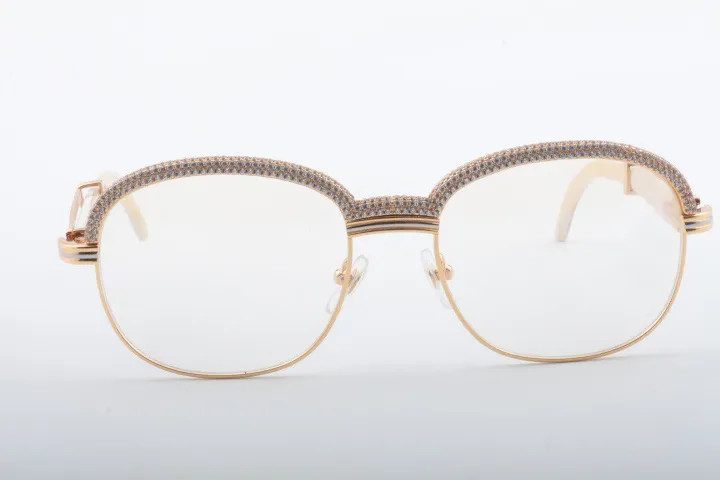 19 -vendita di occhiali rotondi con angolo di bue naturale di alta qualità moda cornice diamantata atmosferica di fascia alta 1116728-A Taglia 60-118-140299B