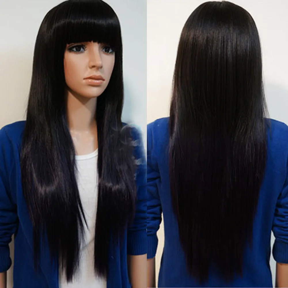 FIXSF316 довольно длинная черная девушка здоровья естественного здоровья парики волос для женщин парик