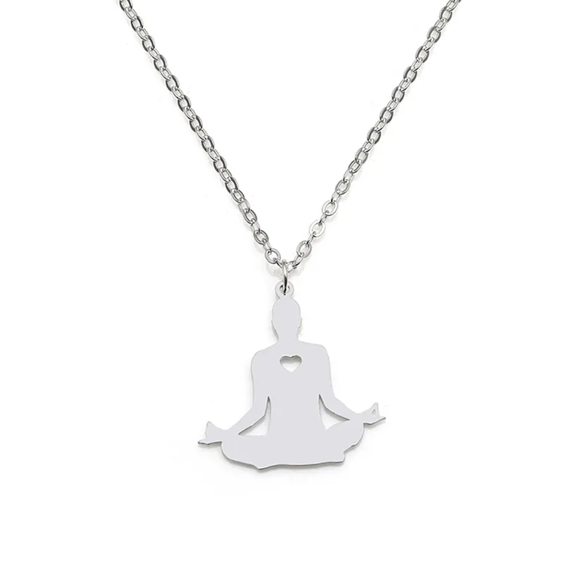 Yoga chakra hanger ketting rvs meditatie keel slot pose oefening sport sieraden zilver nieuwe aankomst groothandel