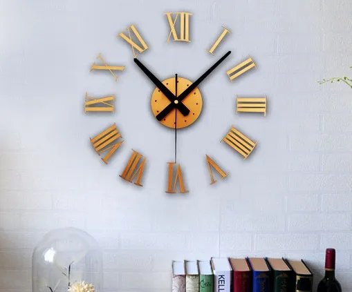 Orologio in metallo tridimensionale fai-da-te fai-da-te Romano orologio da parete digitale moda creativa combinazione parete orologio da parete al quarzo