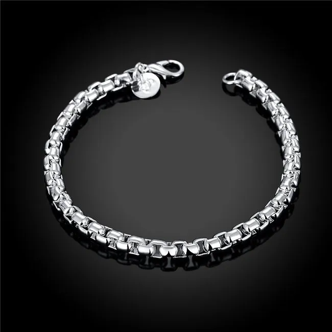 Высококачественный новый раунд добавил бренд 925 Серебряный браслет JSPB157BEAST Мужчины и женщины стерлингового серебряного серебряного серебряного браслета818847875602