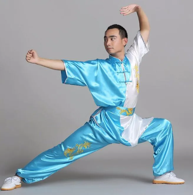 Kinesiska unisex korta ärmar fighter kungfu tai chi kostymer kläder uppsättningar barn vuxna kung fu uniformer kostymer