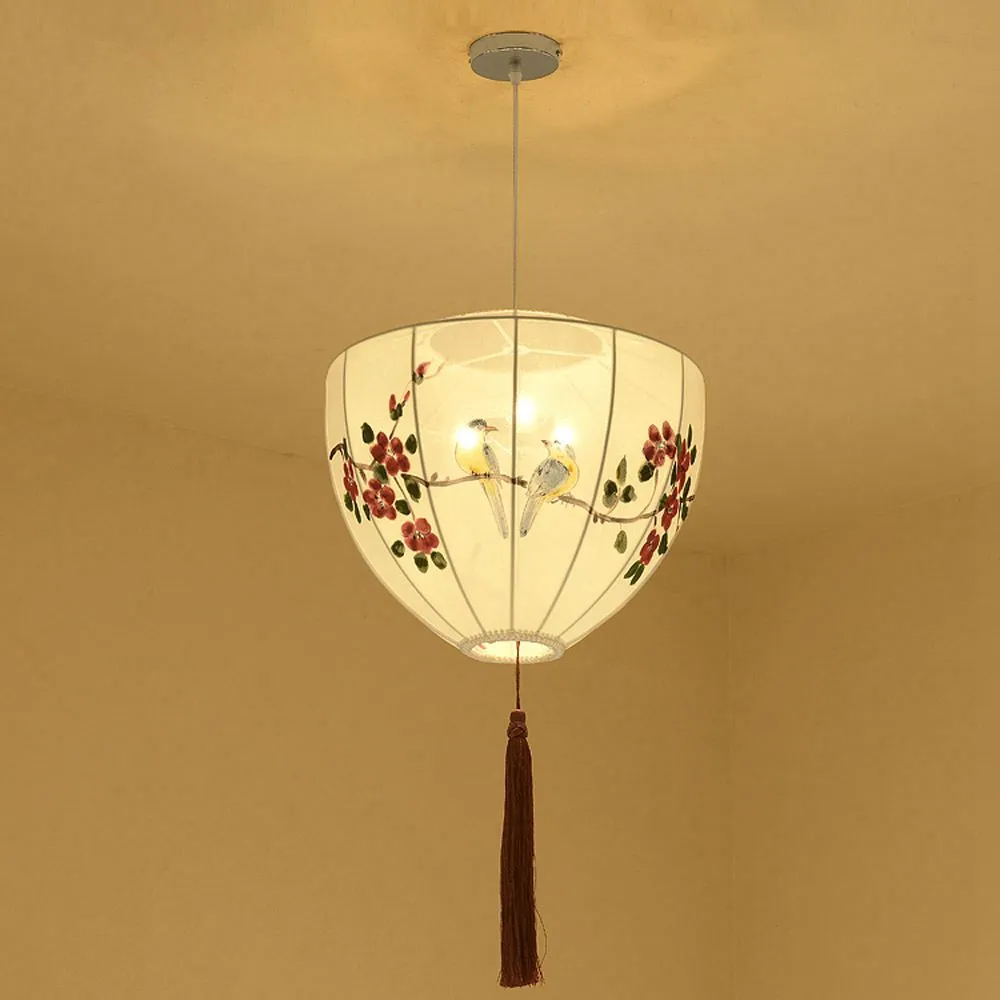 الصينية رسمت باليد فوانيس مطعم قلادة ضوء شرفة ممر شنقا مصباح الطيور الرعوية غرفة نوم قلادة مصابيح