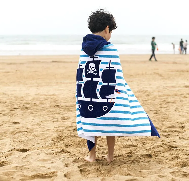 Strand Cover UPS Baby Soft Cartoon Hooded Handdoek 100% Katoenen Kinderen Zwemmen Strand Badkleding Kinderen Badjas Hoge Kwaliteit