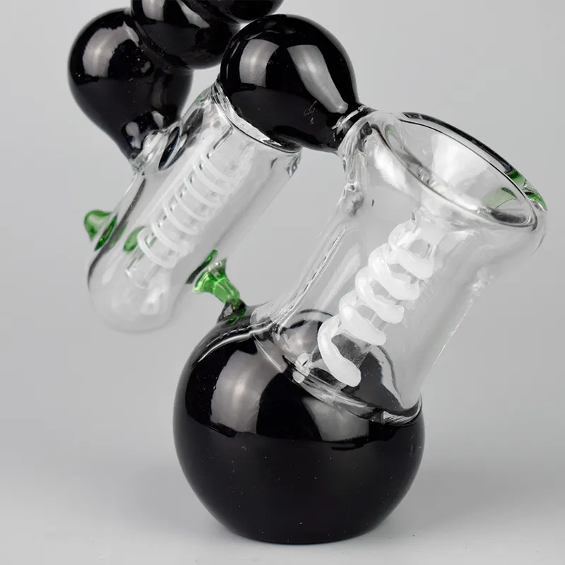 Rak typ svart glas vatten rörglas bubbler rökning rörglas bong rena kropp oljeplattor 8 tum höjd