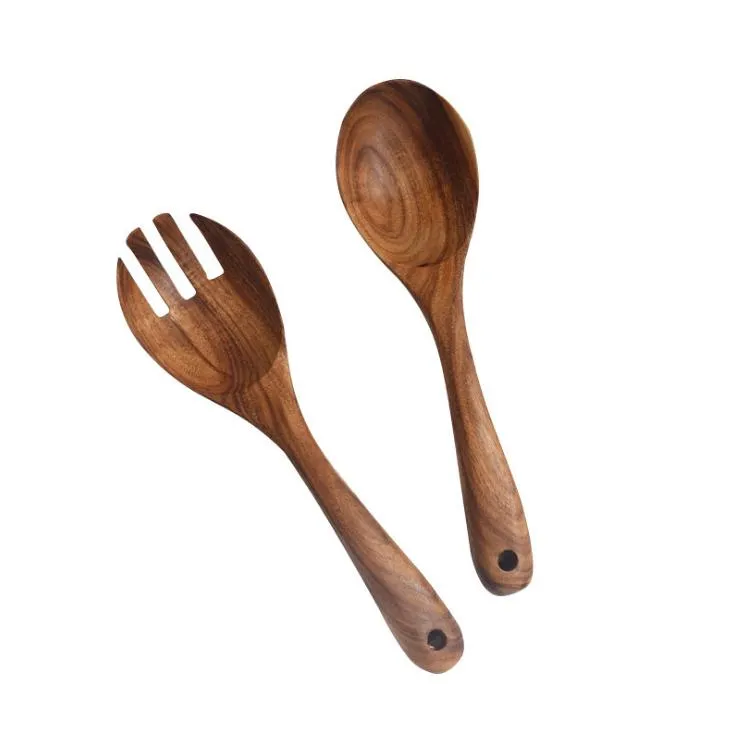 Grote houten vork lepel set, keuken kookgerei fruit groente gereedschap salade roerring set hout keukengerei groothandel SN1820