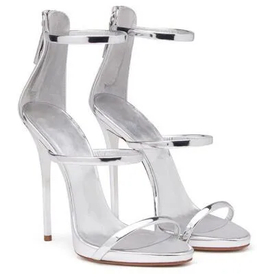 2018 Good Celebrity High Heels Pumps Summer Stiletto Party Zapatos de boda Zapatos Mujer Tallas grandes Gladiador tacones altos Sandalias Mujer