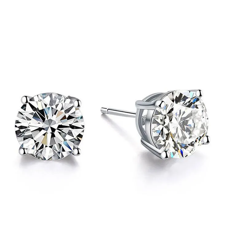 9K,14K,18K Gold Classic Four Claws D/F Simple Setting Moissanite Earring Beautiful Forever Brilliant Stud With A Certificate