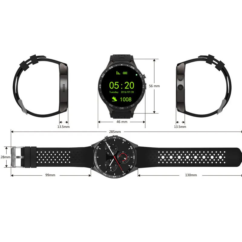 Reloj inteligente GPS Ritmo cardíaco Impermeable WIFI 3G LTE Pulsera inteligente Android MTK6580 1.39 "Dispositivos portátiles Reloj para Android IOS Teléfono Reloj