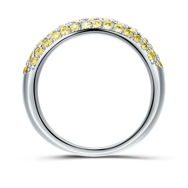 ベカロン手作りの舗装の設定925銀のバンドのリングのための金色の色のダイヤモンドcz女性の婚約の結婚指輪