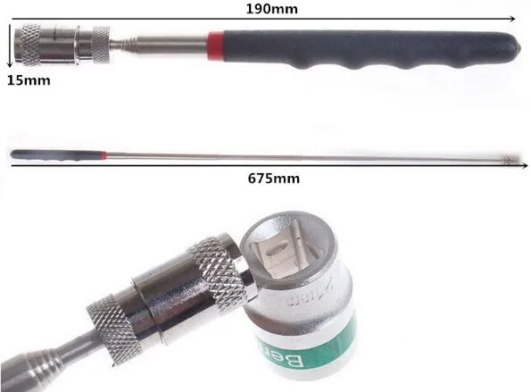 Förlängning Böjningsflexibel Picker Mini LED Magnetiskt sunction bar verktyg för att plocka upp skruvmejsel muttrar och bultar Meta