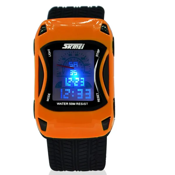 2018 Children Car Cartoon Watch LED Digital Watches Waterproof Swim Jelly Silicone Kids Watch Skmei Sport Wrist Watch Clock Childr4826590