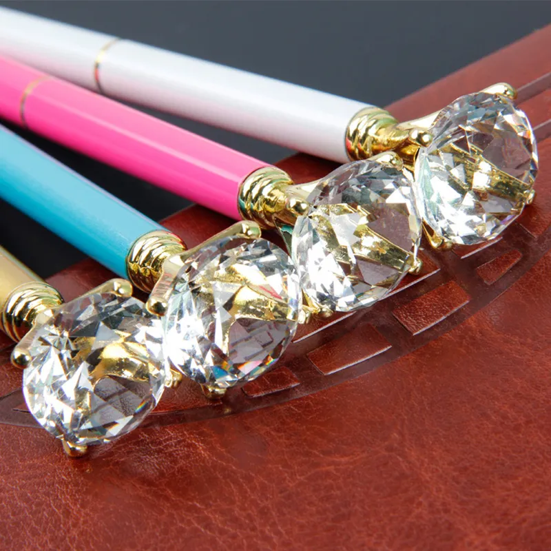 Kristalglas Kawaii Balpen Big Gem Balpennen Met Grote Diamant Mode School Kantoorbenodigdheden