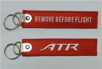 비행 전에 제거 ATR 항공 수 놓은 키 체인 Keyrings 139x31mm 100pcs 많이