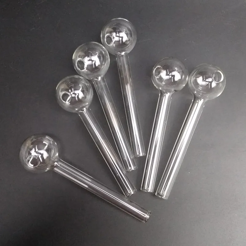 tuyaux en verre transparent du brûleur d'huile en verre tuyaux fumeurs mini-brûleurs d'huile 110 mm tuyaux à main droite