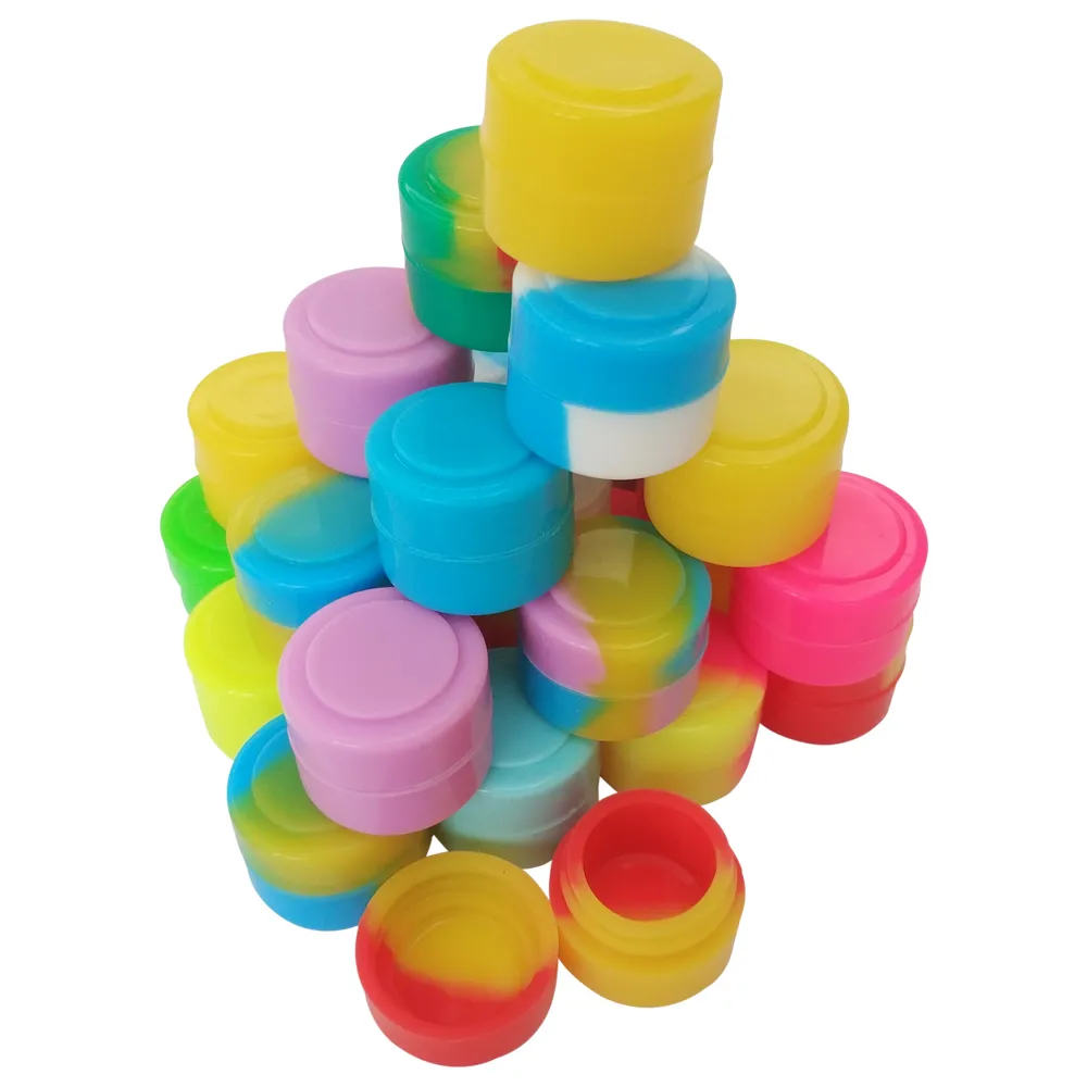 STOCK in Los Angeles USA FAST SHIPPING!50pcs/lot 2ml mini assorted color silicone container for Dabs Round Shape Silicone Containers wax