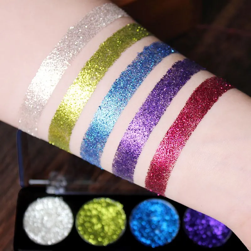 Imagic Glitters Ögonskugga Kosmetisk pressad ögonskugga Diamond Rainbow Make Up Pressad Glitters Ögonskugga Palett 5 Färg