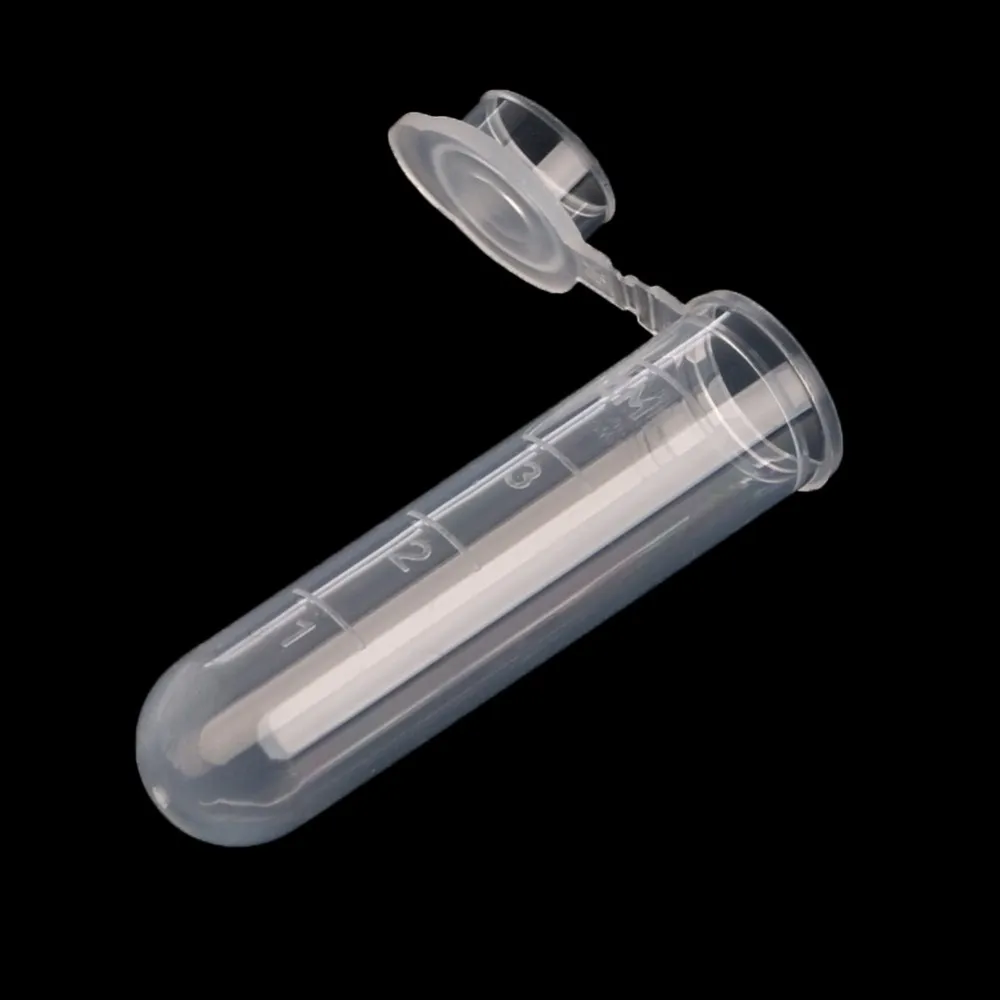 50pcs 5ml 플라스틱 투명 테스트 원심 분리기 튜브 스냅 캡 vials 샘플 실험실 용기 새로운 실험실 D14