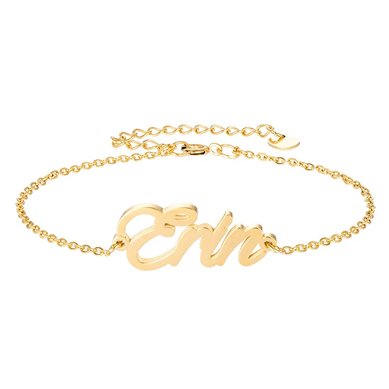 Naam "Erin" RVS naam armband voor meisjes Letter charme gepersonaliseerde aangepaste 18k vergulde charme kerstcadeau