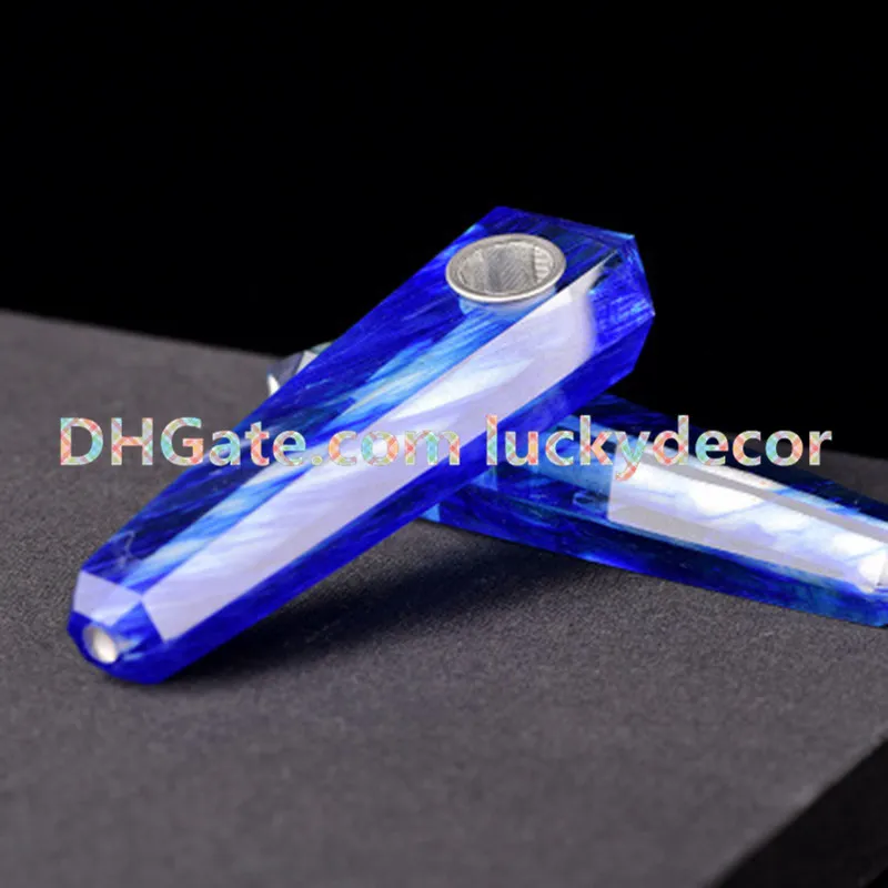 Abbastanza fondente blu fuso cristallo di quarzo gemma tubo intagliato cristallo minerale decoro esemplare punto bacchetta Wicca pietra tabacco pipa