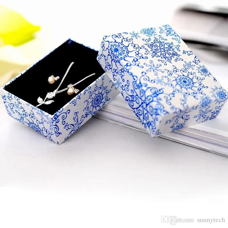 파란색과 흰색 도자기 빈 판지 중국 스타일 보석 상자 종이 포장 목걸이 / 반지 / 귀걸이 선물 포장 ZA5620에 대 한 포장