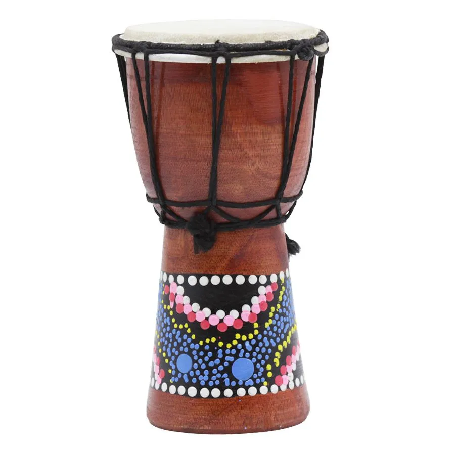 4 Zoll afrikanische Trommel Percussion Kinderspielzeug klassische bemalte Holz Handtrommel im afrikanischen Stil für Kinder Spielzeug-MUSIK