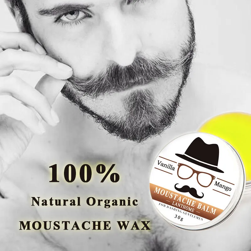 100 % natürliches Aftershave-Bartbalsam, Schnurrbartwachs zum Stylen, Bienenwachs, feuchtigkeitsspendend, glättend, Herren-Bartpflege