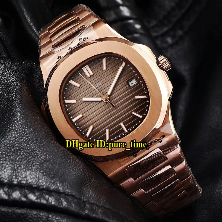 Спорт Наутилус 40 мм 5711R-001 5711 черный циферблат Азиатский 2813 автоматические мужские часы розовое золото стальной корпус / ремешок высокое качество часы