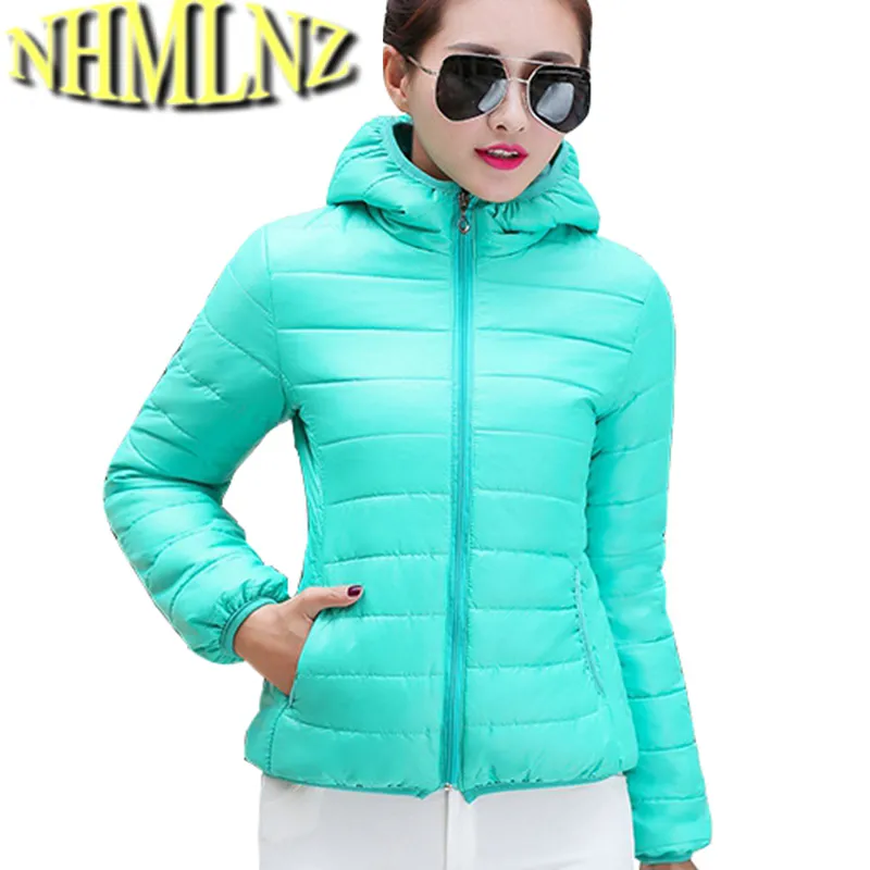 Atacado- 11 Cores Novos Jaquetas de Inverno Mulheres Outerwear Slim Cabinete Cabinete Jaquetas de Algodão Mulheres Quente Luz Fina Parkas Bi Yards M-2XL -F1272