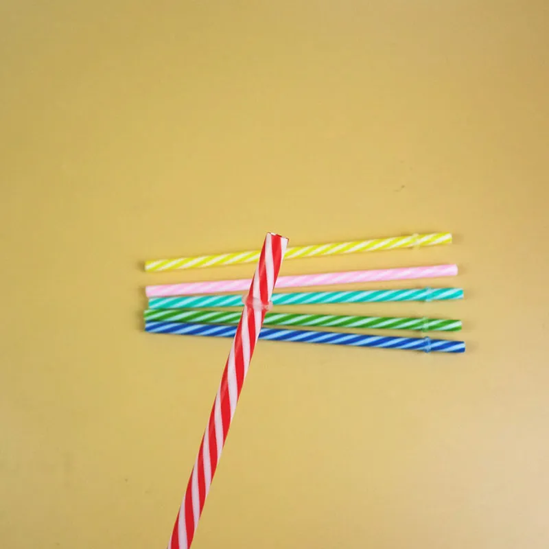 Colorful Reusable Hard Plastic Stripe Drinking Straws Birthday Wedding Party Decoration Bar Supplies ZA6214