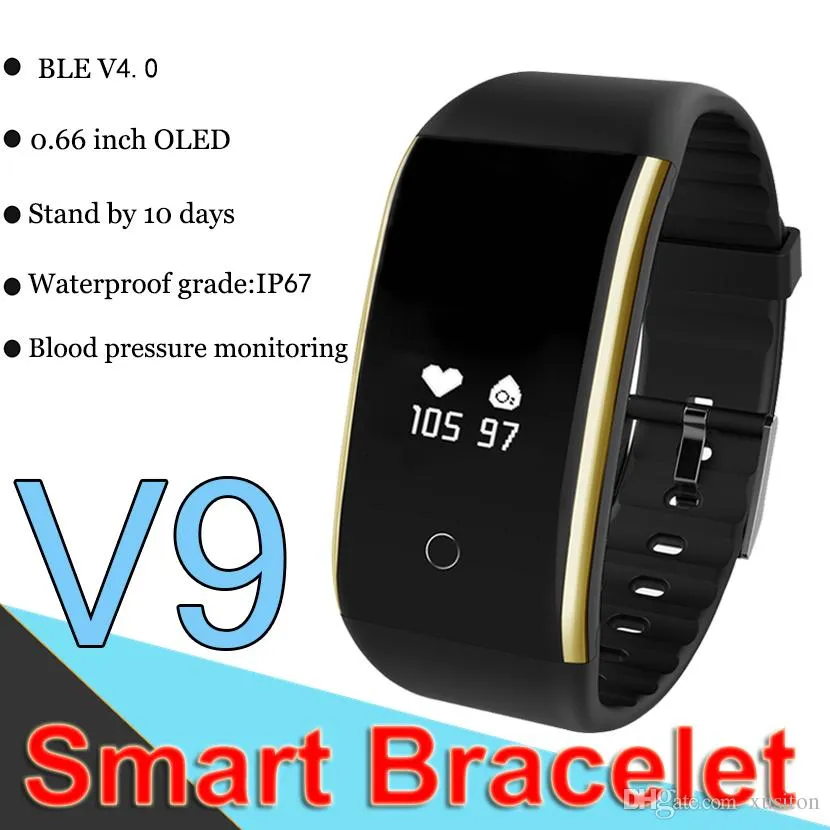 V9 Smart Bracelet Band Blood Pressure Heart Rate Monitor Fitness Tracker Waterproof Professional