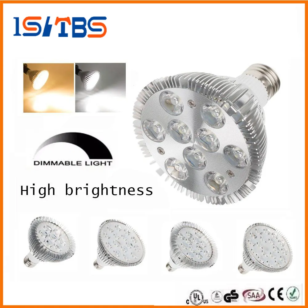 Dimmable LED كري PAR38 PAR30 PAR20 85-265V 9W 10W 14W 18W 24W 30W E27 LED الإضاءة بقعة مصباح ضوء النازل