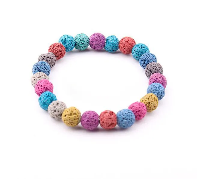 Gioielli diffusori fatti a mano 10mm Braccialetti di energia in pietra naturale di lava colorata Braccialetti di yoga con roccia vulcanica Bracciale con perline di preghiera