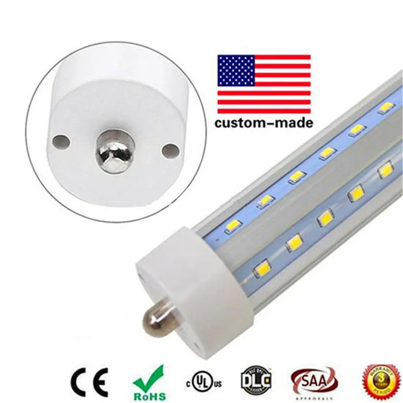 72W 8ft LED fluorescerende enkele pin FA8 T8 96 '' LED-buis Licht 8 voet V-vormige dubbele rij SMD2835 LED-fluorescentielampen AC 85-265V BILB KOELER