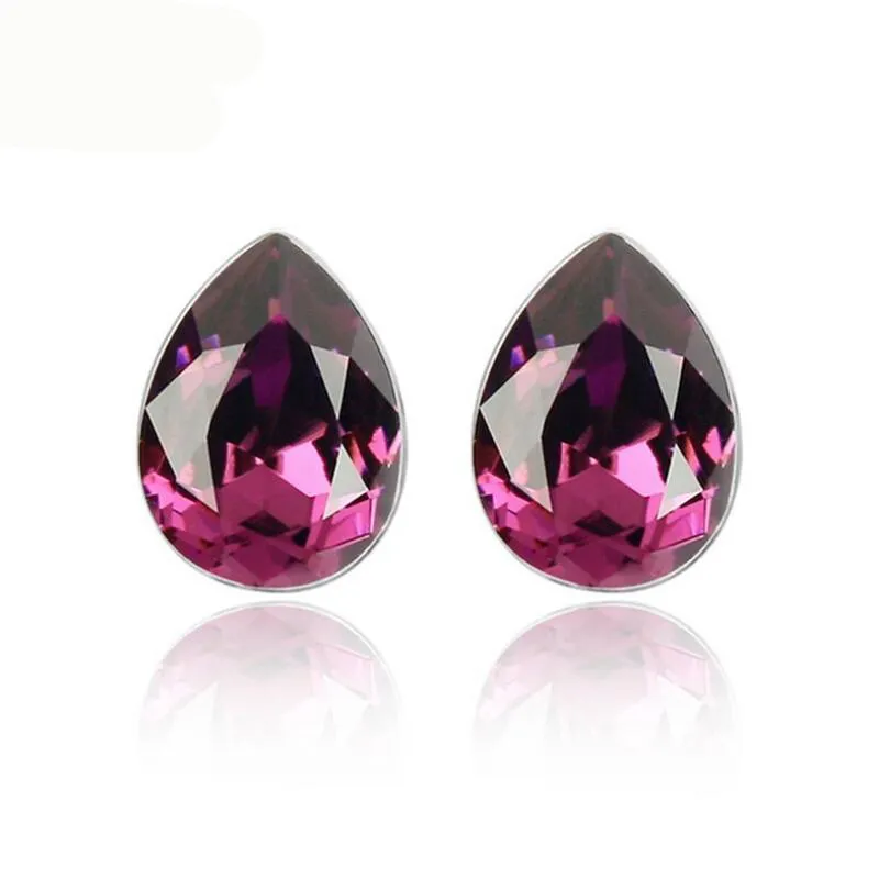 Petites boucles d'oreilles goutte d'eau de 0.8 cm, faites avec des cristaux de Swarovski, 5 couleurs pour femmes, marque cadeau, livraison gratuite