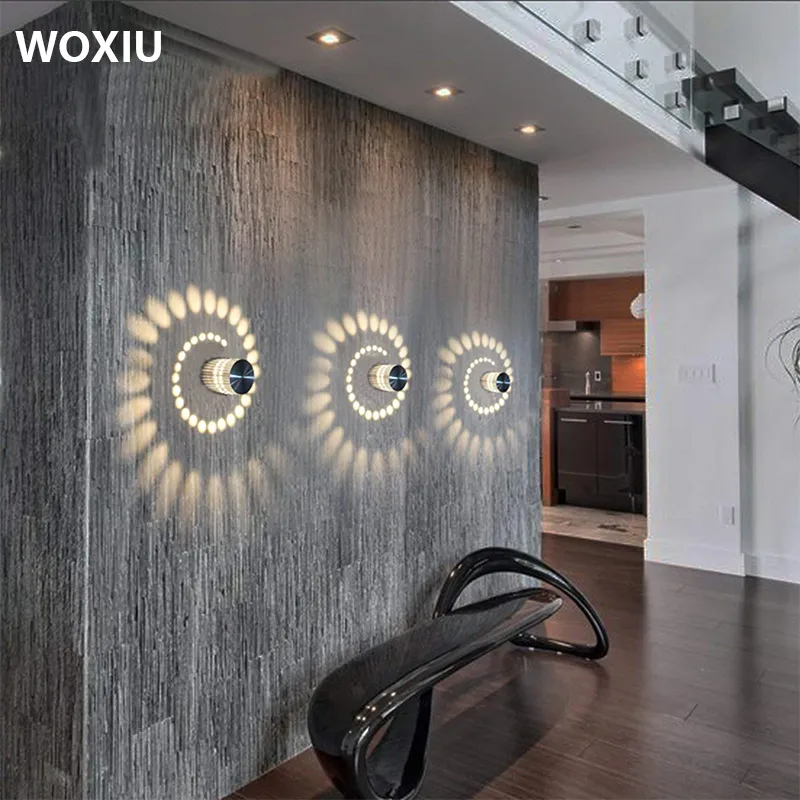 WOXIU 3W LED الجدار الخفيفة الألومنيوم سقف الأنوار الحمام مصباح الحديثة ستاهلر تأثير الحمام معيشة الجدار الخفيفة