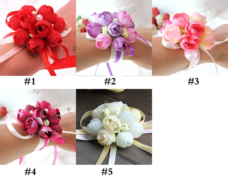 Kunstbloemen bruiloft decoratie boutonniere bruidegom groomsman pin broche corsage pak bruid bruidsmeisje pols bloem satijn rose wx9-397