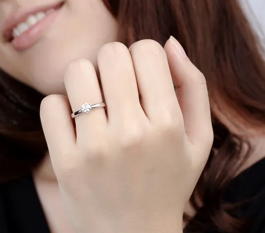 Real Fine Jewelry кольцо Женщины Обручальное 1ct Алмазные 925 серебра обручального кольца для женщин