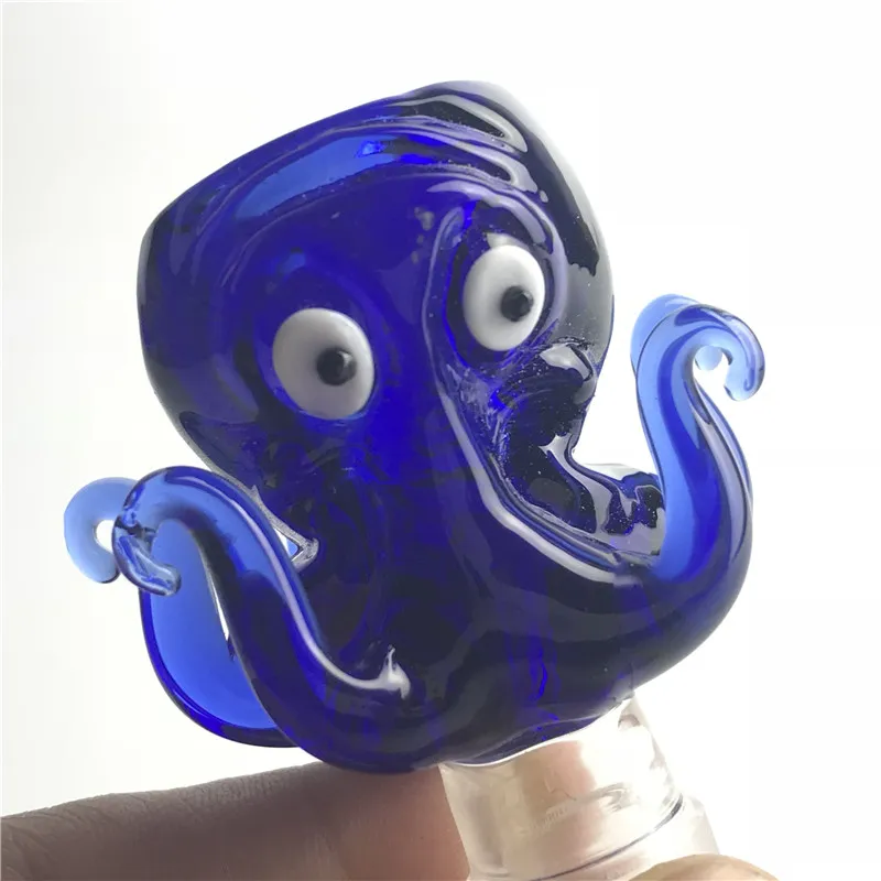 14-mm-18-mm-Schüssel aus Glas im Oktopus-Stil, dicke Pyrex-Glasschalen mit bunten blauen Tabak-Kräuter-Wasser-Bong-Rauchpfeifen