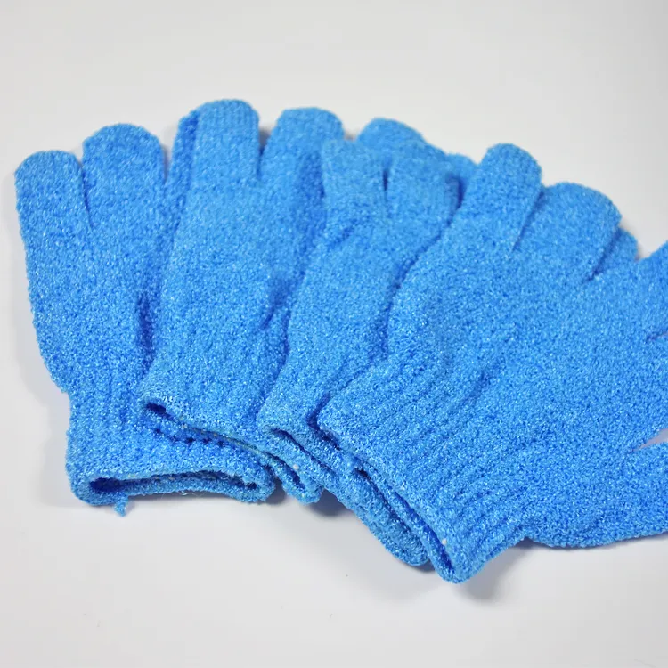 Exfoliërende blauwe badhandschoen vijf vingers badhandschoenen Handige en comfortabele gezondheid gratis verzending