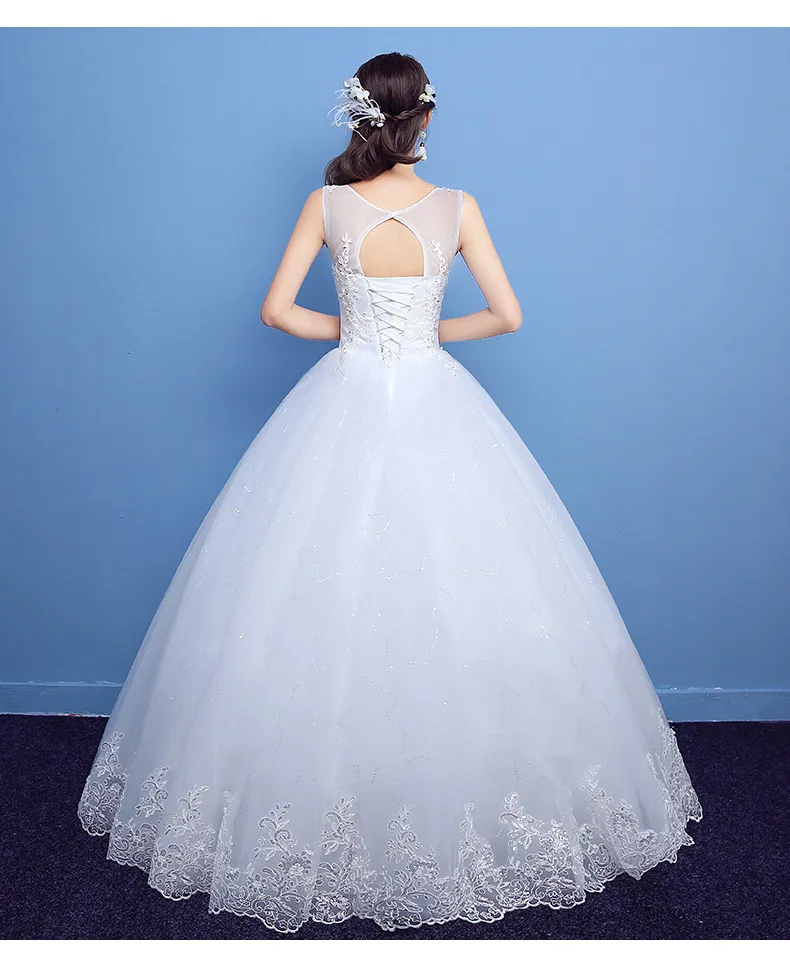 Robe de mariée en dentelle brodée, nouvelle mode Simple avec Appliques, robe de mariée princesse, Photo réelle, 2017