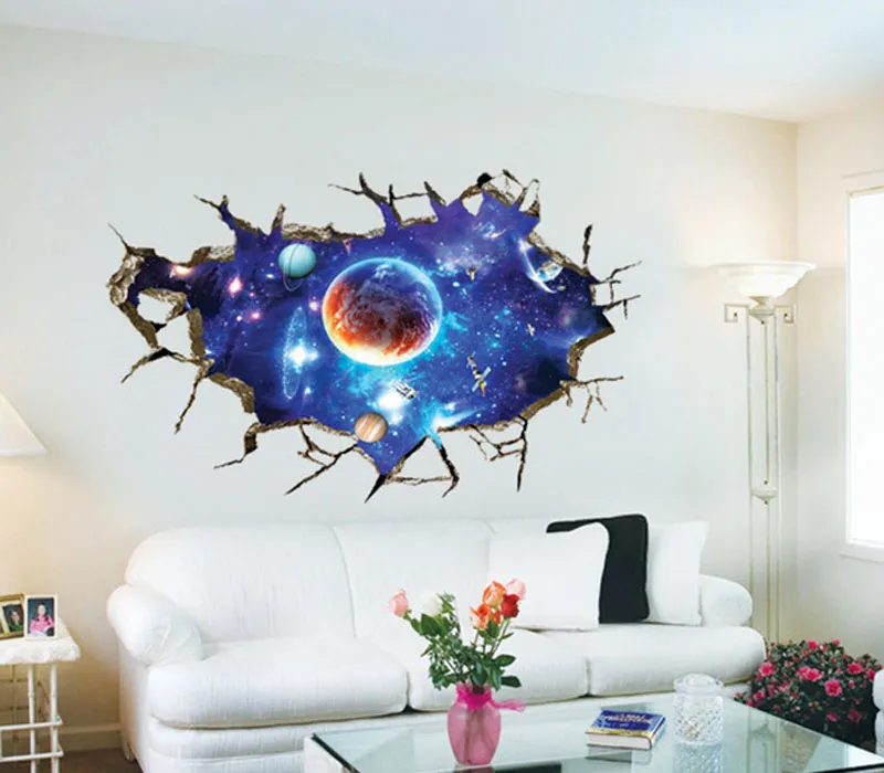 Stickers Galaxie 3D Stickers Muraux, Autocollant Murale Décoration Pour