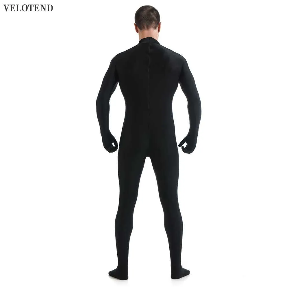 Velotend Hot Jumpsuit Leotard Traje Full Full Body Footed Skin Suit Mens  Unitário Lycra Bodysuit Zentai Catsuit Hoodless De $107,65