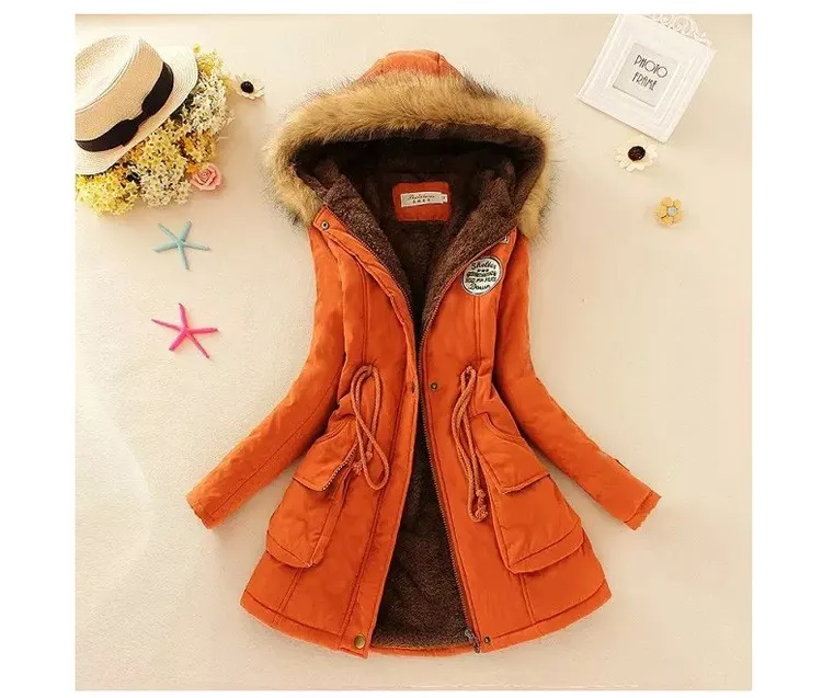 New Fashion Women Jacket Winter Warm Solid Hooded Coat Female Casual Slim Fur Collar Women Jacket And Coats Abrigos Mujer JT142 (6)