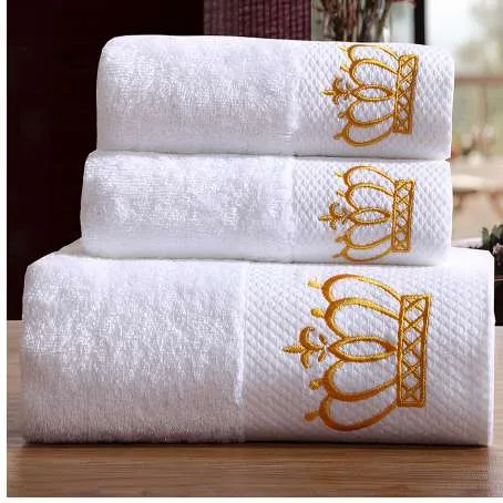 5 Star Hotel Luxury Embroidery White Monogrammed Hand Towels Set