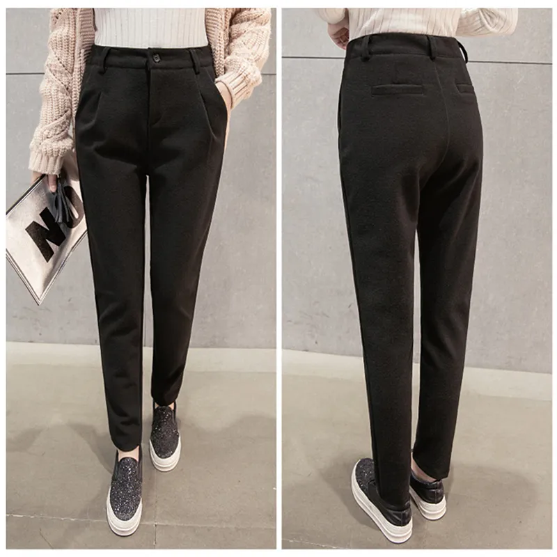 Pantaloni da donna Inverno Autunno Addensare pantaloni a matita di lana Pantaloni di flanella Pantaloni sottili Pantaloni casual da donna Capris da donna