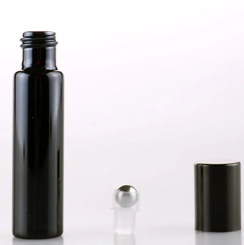 10 ml luxe goud / zilver UV-coating glazen roll op flessen roestvrij stalen roller ballen etherische olie jar lx1217