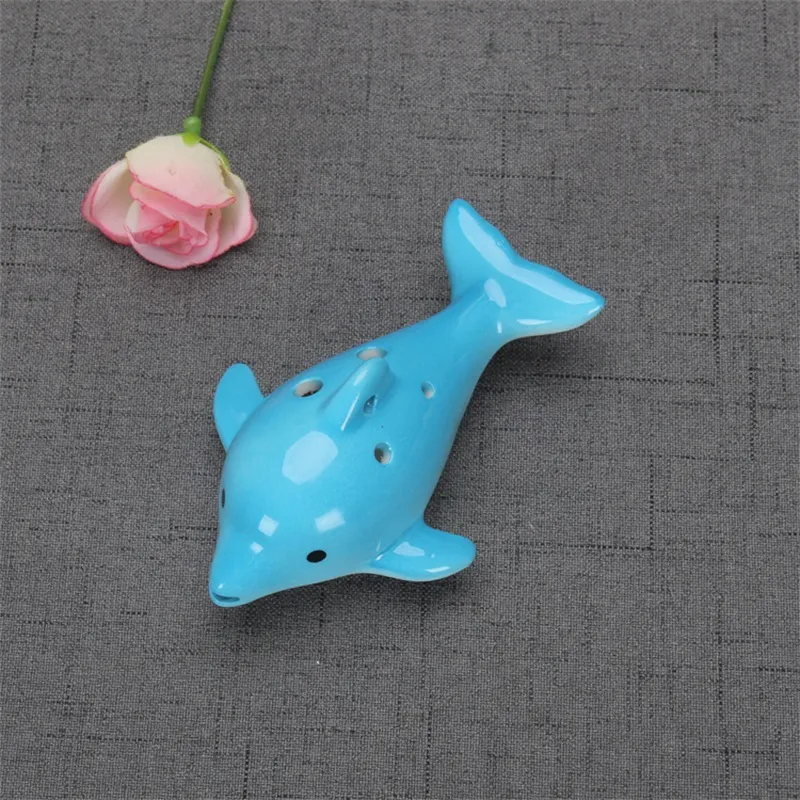 Cute 6hole Sztuki i Rzemiosło Ceramiczne Delfin Ocarina Zabawki Edukacyjne Instrument Muzyczny Zwierząt Kształt Muzyka Flet Charm 6 5YX Z